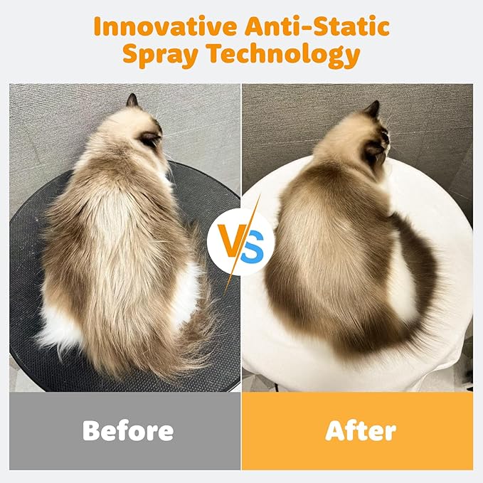 FURGO 3-in-1 Pet Steam Brush for Dogs & Cats – Reduces Static, Long-Pin Head for Long Hair, One-Click Release Button, Dog Spray Brush for Shedding Control (Long)