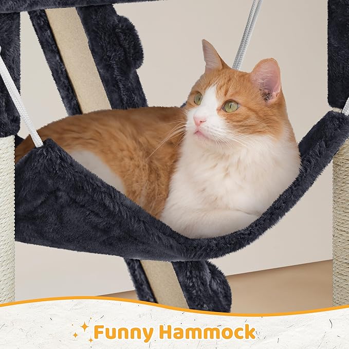 Yaheetech 54in Cat Tree Cat Tower as Activity Center, Indoor Cats and Kittens Playing House with Funny Hammock Basket Scratching Post