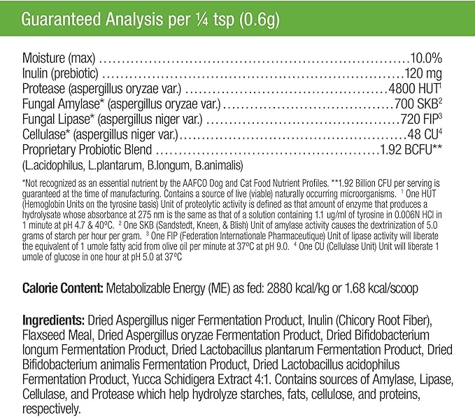 Only Natural Pet Complete Gut Health Complex - Probiotics & Digestive Enzyme Supplement for Dogs & Cats - Promotes Healthy Digestion, Immune System, Nutrient Absorption - Made in USA -3.5oz Powder