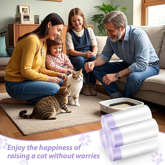 60 Pack Drawstring Cat Litter Box Liners 26" x 16" Heavy Duty Litter Pan Liner Bags with Drawstring Automatic Cat Litter Box Bags Compatible with Litter Robot 3/4