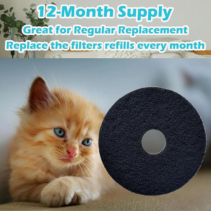 Cat Litter Box Replacement Filters for Lifewit Litter Box Cat, Activated Charcoal Filters Replacement to Absorb Odors and Litter Box Deodorizer for Hidden Enclosure Litter (12 Pack)