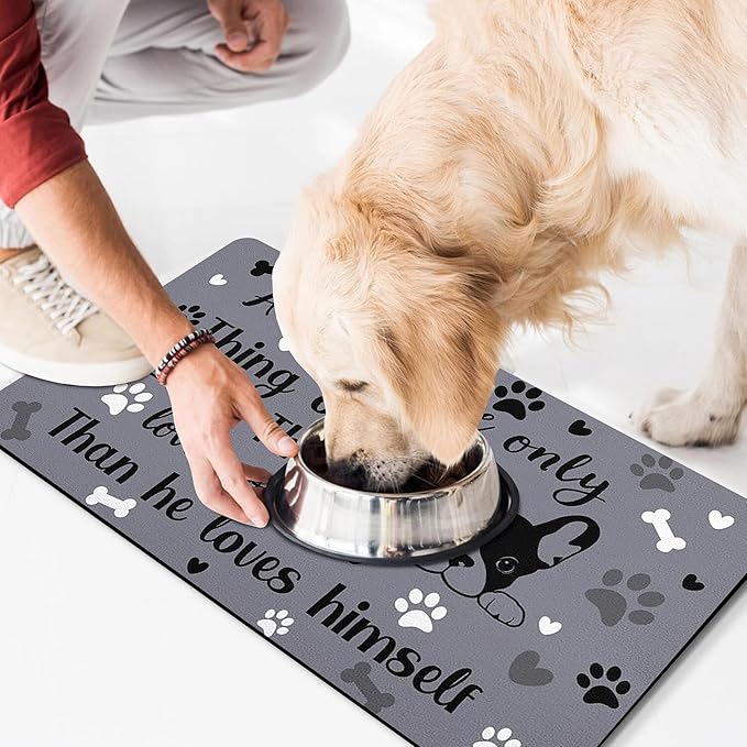 Pet Feeding Mat for Floors Waterproof Dog Mat for Food and Water Absorbent Quick Dry Non Slip mat for Cat Bowls