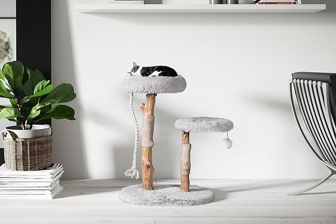 MAU Modern Cat Tower - Wooden Cat Scratching Tree & Condo - Luxury Collection - Cat Lovers Gift