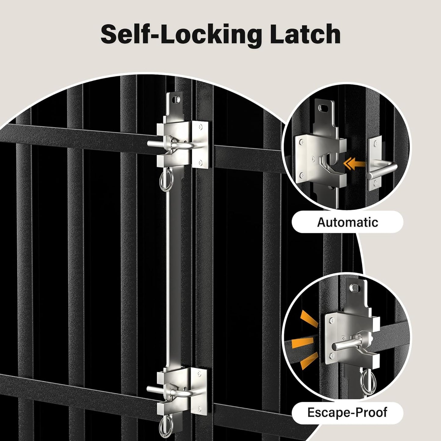 42 inch Heavy Duty Dog Crate with Self-Locking Latch, Indestructible Steel Large Kennel with Enclosed Design, Chew-Proof and Escape-Proof Pet Cage for High Anxiety Dogs