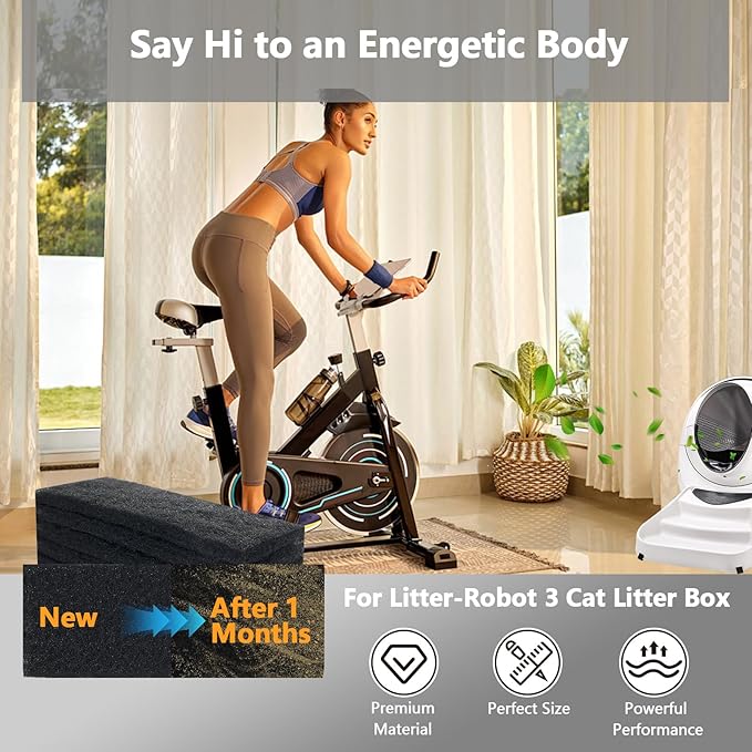 6 Pack Litter Box Filter, 10 x 3.5 Inch Charcoal Filters for Litter Robot 3 Cat Litter Box Replacement Activated Carbon Filter