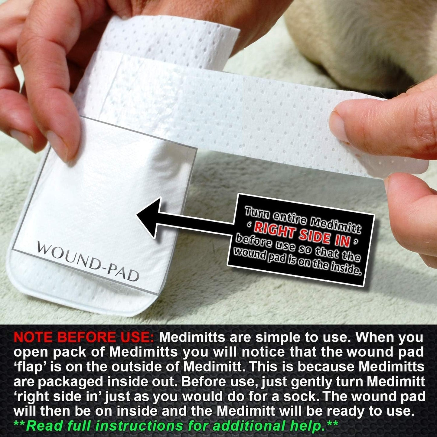 Medimitt Paw Bandages for Dogs, Cats and Pets – Stretchy Medical Booties, First Aid for Paws – Non Slip, Non Adhesive, Breathable, Disposable, Washable, Adjustable Strap, Value Pack (Large 20-Pack)