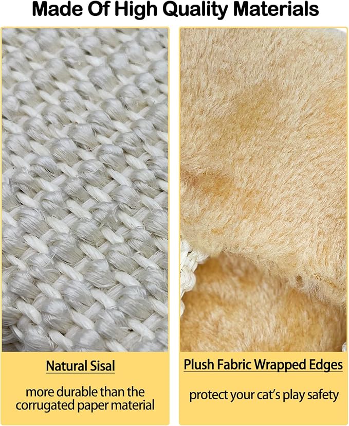 VCEPJH 2 Pack Corner Cat Scratcher Natural Sisal Wall Mounted Scratching Boards Kitty Scratch Pads for Indoor Cats Resistant Furniture Protector for Door Couch Sofa