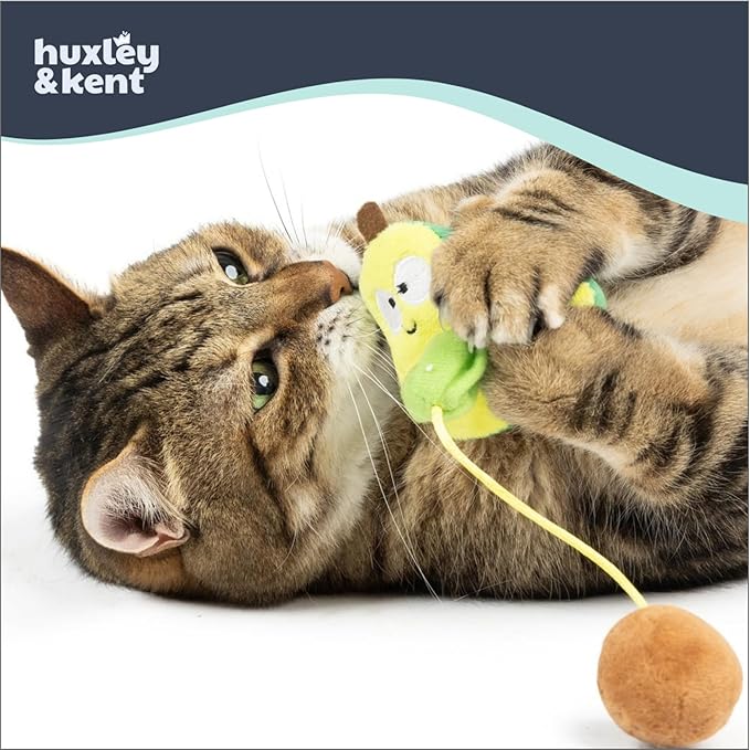 Huxley & Kent Popper Plush Cat Toy - Interactive Catnip Toy for Cats & Kittens - Treat Hiding Soft Toys with Crinkle & Catnip - Fun Indoor Play - Avocado Popper