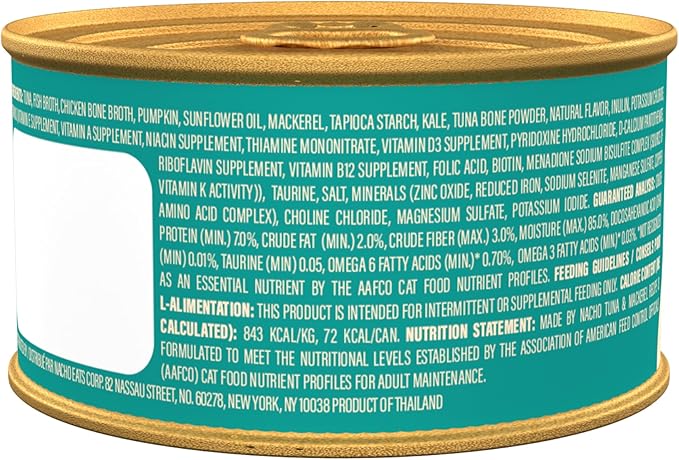 Made by Nacho Flaked Filets Recipe in Bone Broth, Grain-Free Chef's Selects Wet Food for Cats Balanced Diet in Naturally Hydrating Pumpkin-Infused Broth (3.0 oz (Pack of 12), Tuna & Mackerel)
