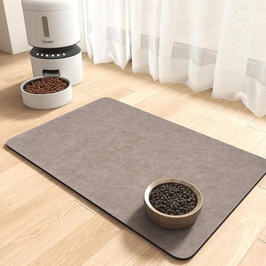 MontVoo-Absorbent Pet Feeding Mat-No Stains Pet Mat for Food and Water Bowl-Quick Dry Cat & Dog Food Mat Water Dispenser Mat-Pet Supplies Mat-Dog Water Bowl Mat for Messy Drinker Brown