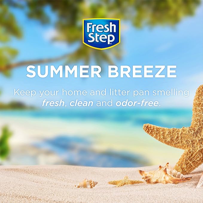 Fresh Step Cat Litter Crystals in Tropical Summer Breeze Scent - Cat Litter Box Deodorizer - Combats Odors and Neutralizes Smells to Keep Your Home Clean, Value Size, 70 Ounce