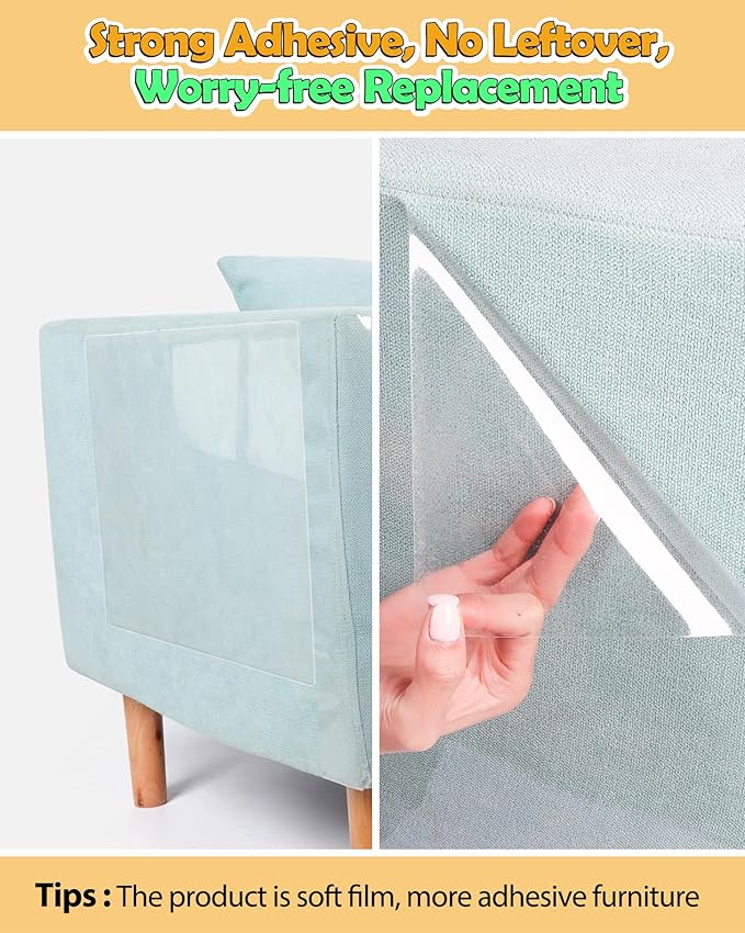 Cat Scratch Couch Furniture Protector: Thickened Protectors Sofa Guard from Cats Scratching - 12 Pack Clear Plastic Sticky Cover Anti Scratch Protection for Couches from Pet Claw