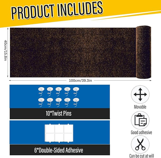 Cat Scratch Couch Furniture Protector, Adhesive Cat Scratch Pad Deterrent for Furniture, DIY Climbing Scratcher for Indoor Cats (Brown, 39.3x15.8 in)