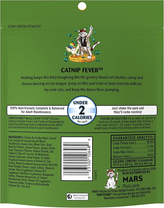 Temptations MixUps Catnip Fever Flavor Crunchy and Soft Cat Treats, 6.3 oz. Pouch (Pack of 10)