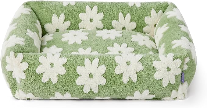 Lesure Cute Dog Bed for Medium Dogs - Washable Pet Beds,Cozy Rectangle Orthopedic Sofa with Jacquard Shaggy Plush & Anti Slip Bottom,30x24x8inches