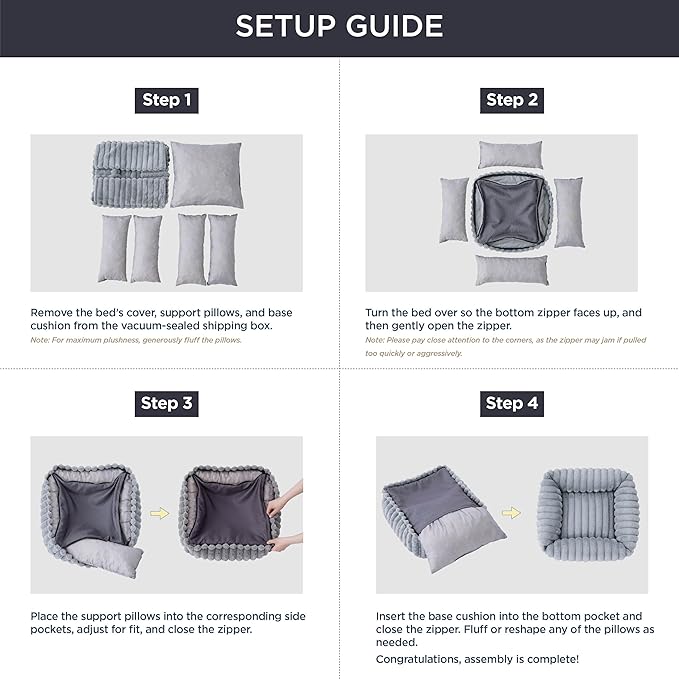 Bedsure Cute Dog Bed for Small Dogs & Cats - Washable Furry Puppy Beds, Rectangle Orthopedic Corduroy Fleece Pet Beds with Removable Zipper Cover, 20x19x6inches, Warm Grey