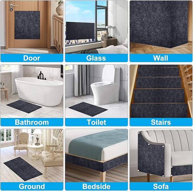 2 Pcs 78.7"x15.8" Cat Scratch Mat, Trimmable Self-Adhesive Carpet, DIY Climb Cat Scratcher for Furniture, Couch or Wall, Covering Cat Tree and Scratch Post Replacement Pad