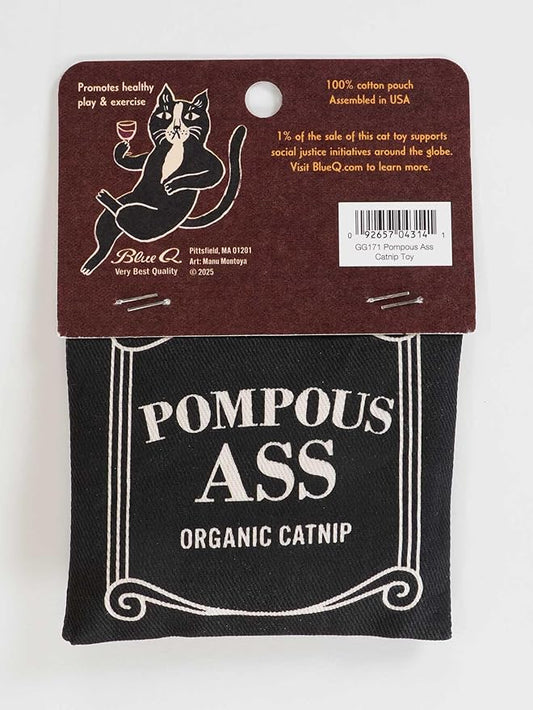 Blue Q Catnip Cat Toy, Pompous. Premium Organic Catnip Grown in The USA, 100% Cotton Pouches, Kitty Graphics Sure to Delight Every Cat-Keeper.