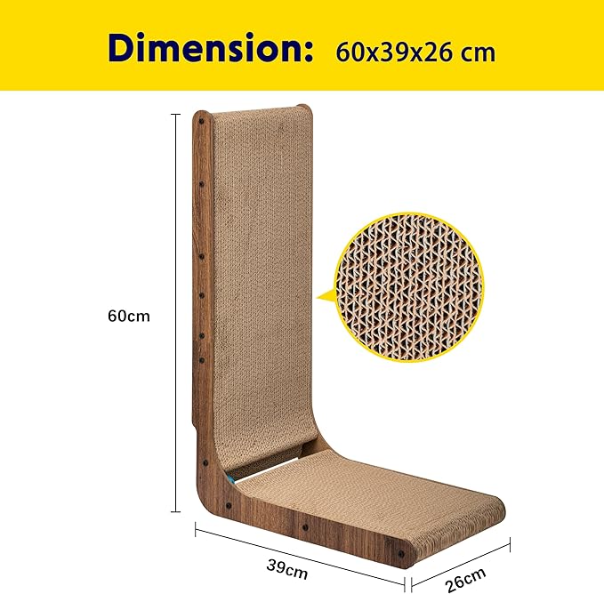 FluffyDream Cat Scratcher Cardboard, Scratching Pad House Bed Furniture Protector, Infinity Shape (Wood, L-Shaped)