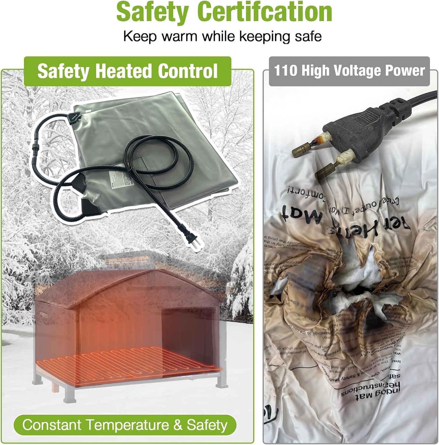 GUTINNEEN Heated Dog House Outdoor Dog Kennel with Safe Heated Pad, Chew-Proof Metal Frame and Rotating Food Bowl for Small to Medium Dogs, 39.7"x25.5"x32.2" (Dark Brown)