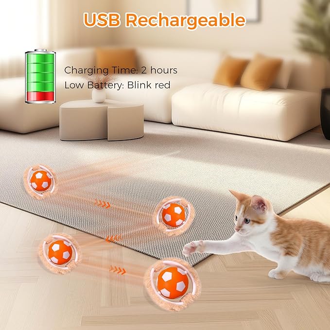 VIWIK Interactive Cat Toys for Indoor Cats, Hide and Seek Mouse Catching Game Cat Ball Toy, Automatic Motion Activated Kitten Toys, Low Noise Fast Rolling Ball in Play Mat for Bored Adult Cats