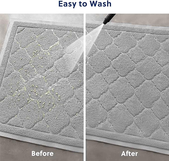 WePet Cat Litter Box Mat, Kitty Premium PVC Pad, Durable Trapping Rug, Phthalate Free, Urine-Resistant, Scatter Control, L 35 x 23 Inch, Cadet Grey