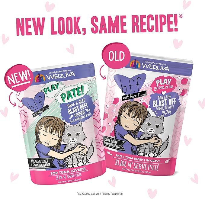 Weruva B.F.F. Play - Best Feline Friend Paté Lovers, Aw Yeah!, Paté Partay! Variety Pack, 3oz Pouch (Pack of 12)