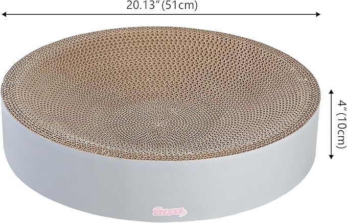 CSR1010K Nelson 20.13" Modern Cardboard Round Bowl Cat Scratcher with Catnip, Fog