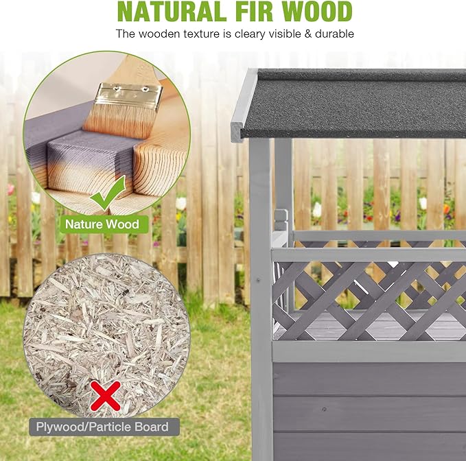 GUTINNEEN Cat House Outdoor Indoor, Weatherproof Outside Feral Cat Shelter,2-Level Wooden Kitten House with Stairs, Waterproof Roof and Balcony