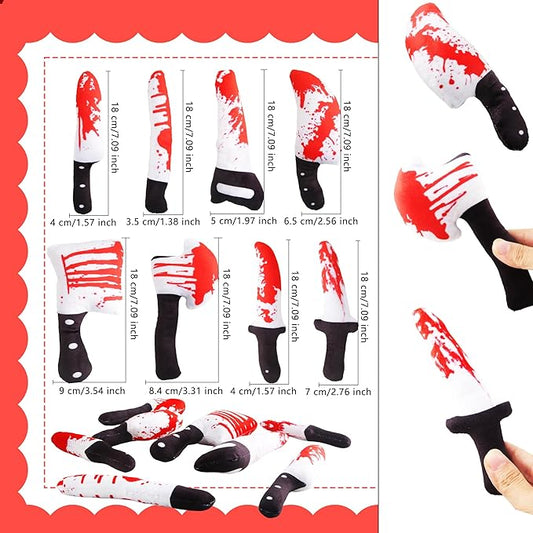 10 Pcs Knife Cat Toys Halloween Horror Cat Chew Toys Knife Shaped Catnip Toy for Halloween Cats Indoor Exercise Play Boredom Relief, 8 Styles