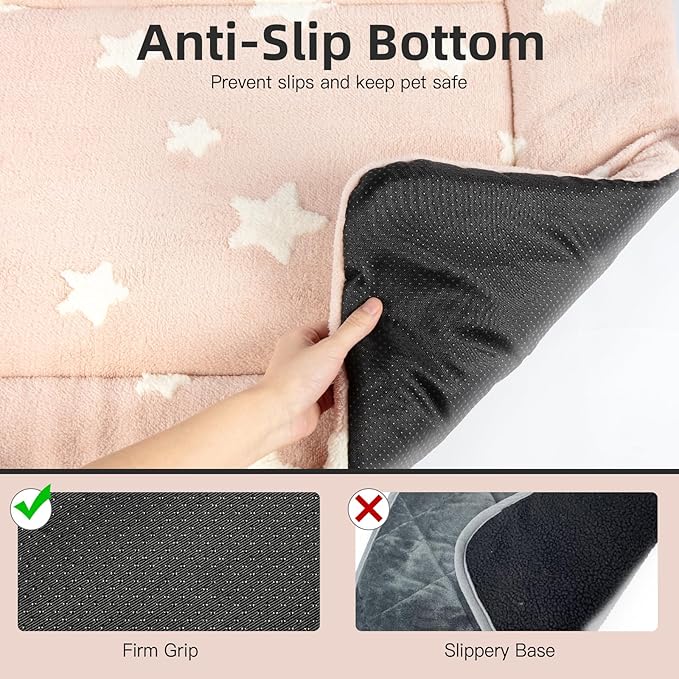 Mora Pets Dog Crate Pad Dog Kennel Bed Mat for Large Dogs Washable Cute Star Pet Bed for 36 inch Cage Ultra Soft Flat Puppy Cat Cushion for Cozy Sleeping Anti-Slip Pink 36 x 23