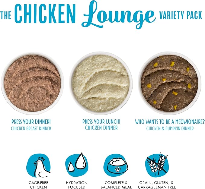 Weruva Wet Cat Food, The Chicken Lounge Paté Variety Pack, 3oz Can, Pack of 12
