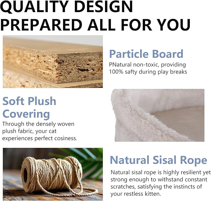 BestPet 70in Cat Tree Tower for Indoor Cats,Multi-Level Cat Furniture Activity Center with Cat Scratching Posts Stand House Cat Condo with Funny Toys for Kittens Pet Play House (Cream, 70in)