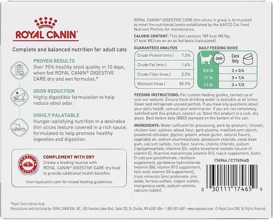 Royal Canin Digestive Care Thin Slices in Gravy Wet Cat Food, 3 Ounce (Pack of 6) - Package May Vary