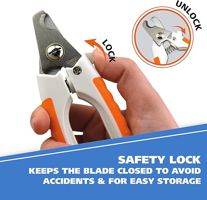 WAHL Pet Nail Clipper for Cutting Dog, Cat, & Animal Claws with Razor Sharp Stainless Steel Blades & Protective Safety Guard Locks for Safe Claw Care – Model 858448