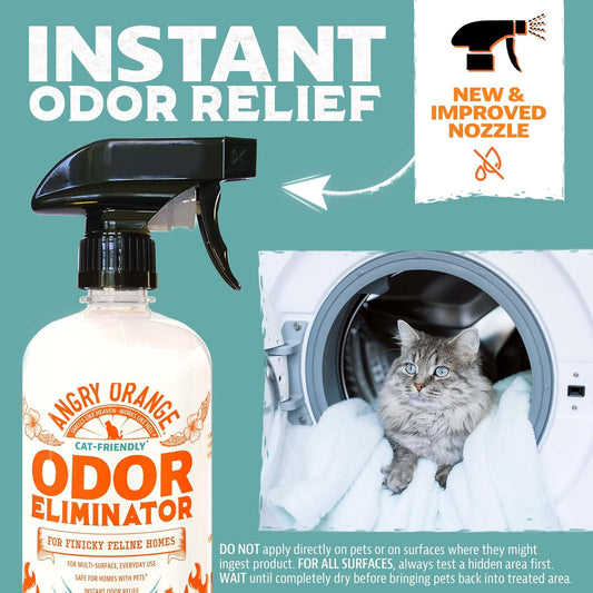 ANGRY ORANGE Pet Odor Eliminator for Cat Urine, Carpet Stains, and Strong Smells – Fresh Scent Odor Remover- 24 oz