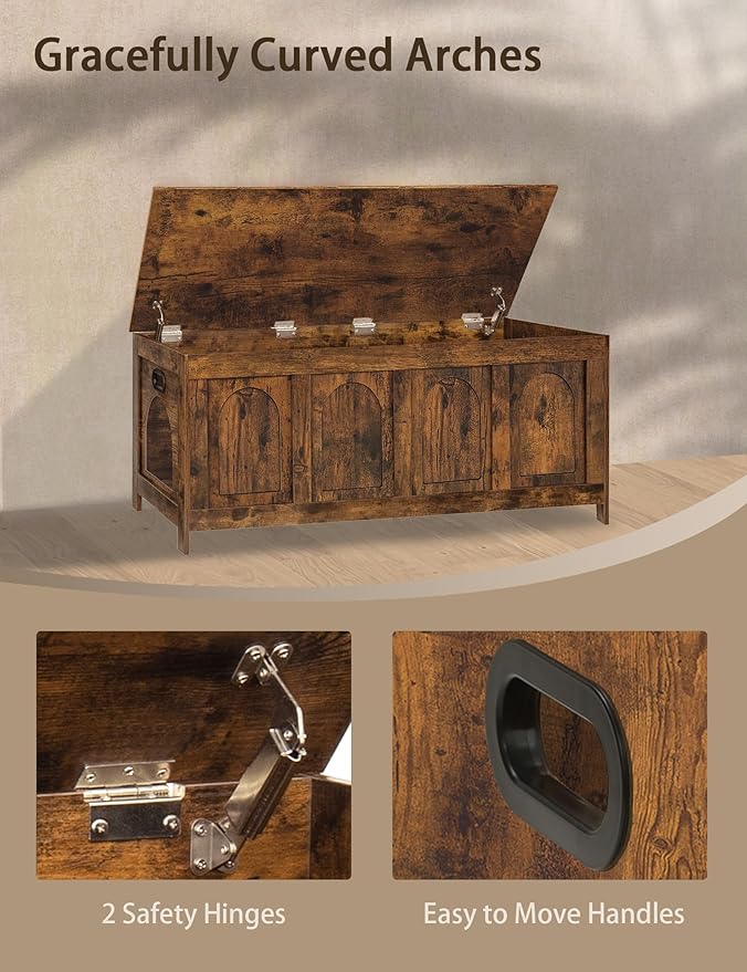 DINZI LVJ Cat Litter Box Enclosure, Flip Top Litter Box Furniture, Hidden Cat Washroom, 2-Entrances Wooden Pet House, 47.2"L x 18.7"W x 19.7"H, End Side Table, TV Stand, Easy Assembly, Rustic Brown