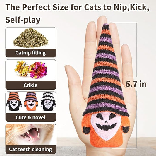 Retro Shaw Cat Toys, Horror Crinkly Catnip Toys for Indoor Cats Kitten, Interactive Cat Nip Kitty Kicker Chew Tossing, Safe Teeth Cleaning Toy for All Breeds - Pack of 3