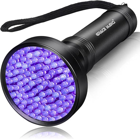 UV Flashlight Black Light, 100 LED 395 nm Blacklight, Pet Urine Detector for Dog/Cat Urine, Dry Stains, Bed Bug, Scorpion,Dry Pet Stains(Middle Switch)