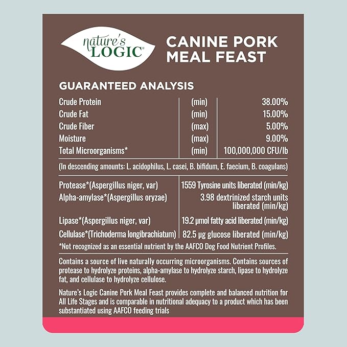 Nature's Logic Canine Pork Meal Feast, 4.4lbs