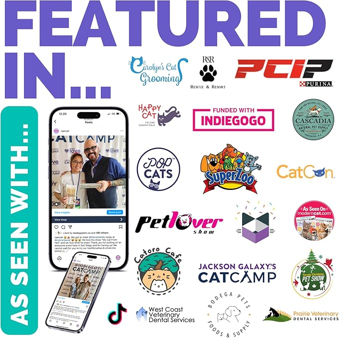 RYERCAT Set of 2 Dual Sided Cat Toothbrush - Kitten Toothbrush with Micro Head to fit into Cat/Kittens Mouth - Cat Dental Care Supplies - Pet Toothbrush for Cats(Amethyst Purple & Ocean Blue)