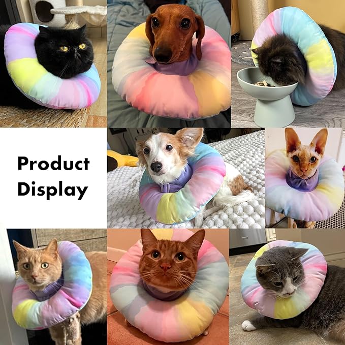EWES Cat Cone Collar Soft L Size,Alternative Neck Cones to Stop Licking,Comfy Elizabethan Collars After Surgery Neuter,Donut Collar for Pet Cat Dog Kitten e Collar Recovery Shame