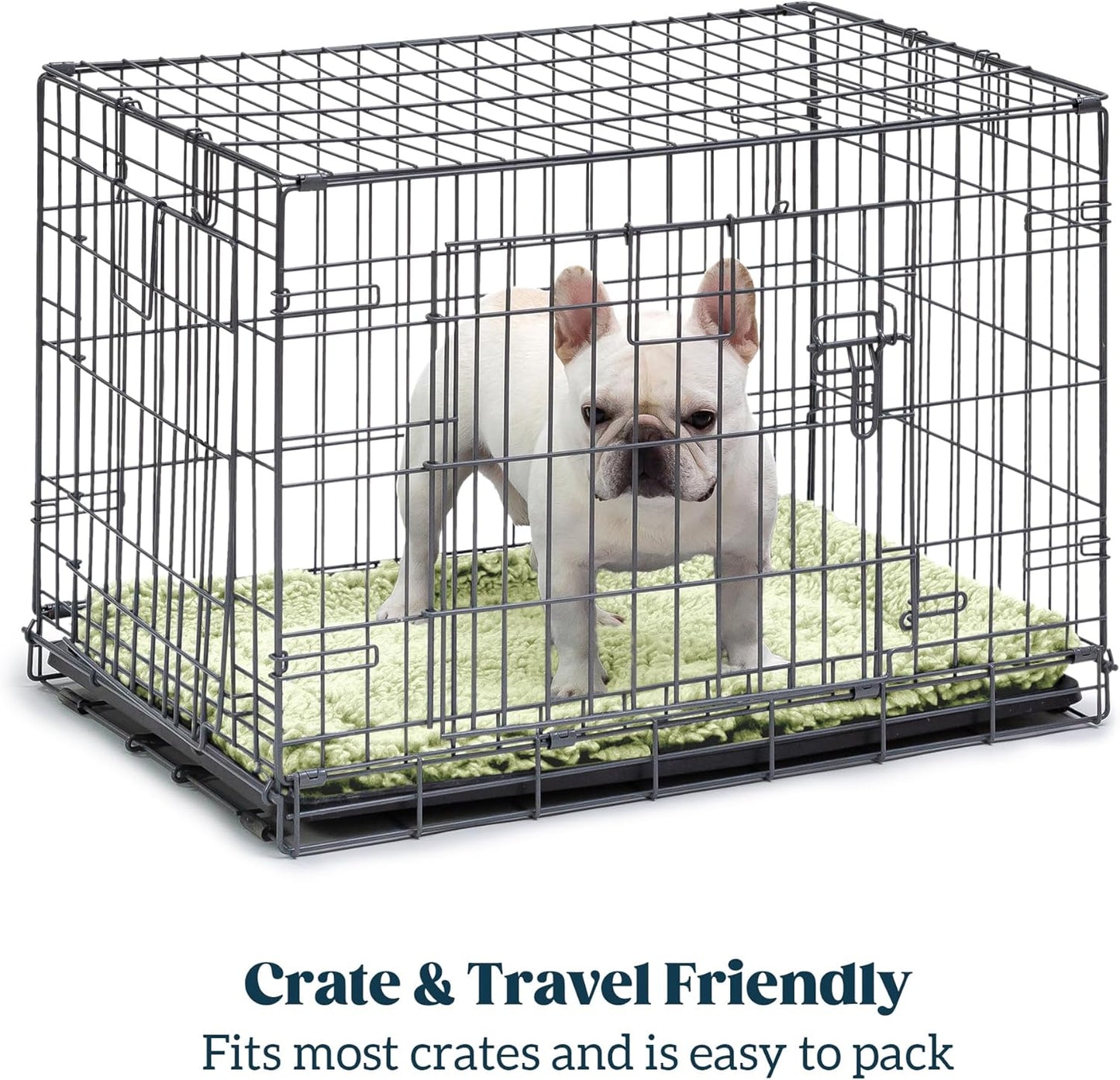 Stoutwool Indestructible Dog Bed - Fluffy Chew Proof Dog Crate Pad - Tough Kennel Pad for Aggressive Chewers - Washable, Ideal for Small Breeds & Fits 24-Inch Crate - 23"x16", Gleam