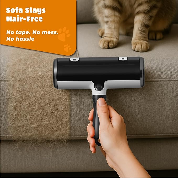 Pet Hair Remover with Fur Collector - Easy to Use Pet Hair Removal Tool - Cat & Dog Hair Remover for Couch, Furniture, Clothes, Bedding, Car - Reusable Lint Roller