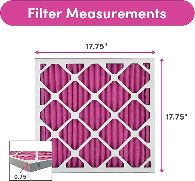 18x18x1 Air Filter by Colorfil | Color Changing Filters for Cat and Dog Odor | MERV 8 Furnace AC Filter for Pet Hair and Dust | 17.75"x17.75"x0.75" Exact Size | Pack of 2