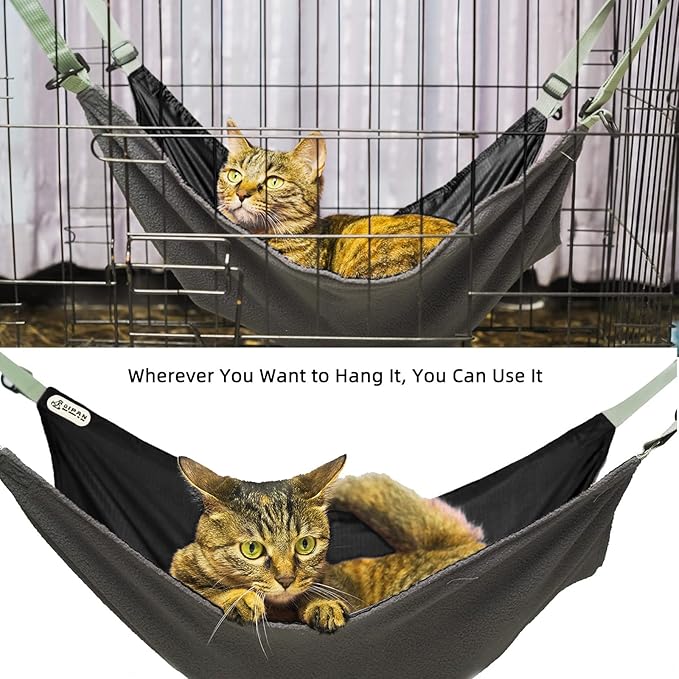 Cat Hammock for Cage - Hanging Washable Soft Outdoor Mat, Waterproof Cooling Bed for Large Kittens 26in*20in (XX-Large, Black)