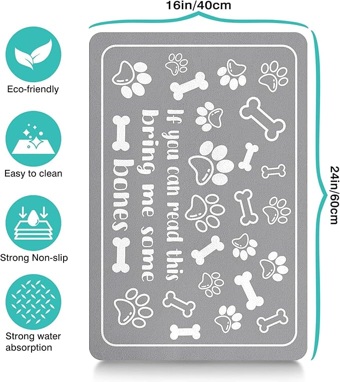 Pet Feeding Mat for Floors Waterproof Dog Mat for Food and Water Absorbent Quick Dry Non Slip mat for Cat Bowls