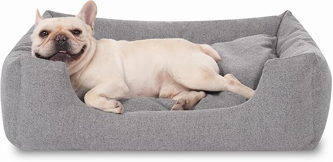Cosy with Zipper Removable Washable Cover Dog Cat Bed for Medium Small Dogs Large Cats Breathable Non-Skid Bottom Pet Sofa(Grey) 31.5" L x 23.6" W x 10.2" Th