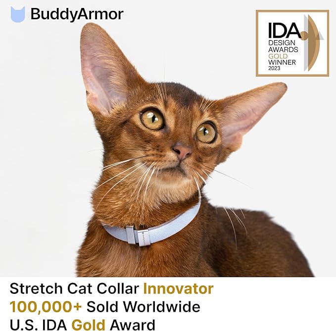 Safety Cat Collar Pro - U.S. IDA Gold Awarding Design, Elastic Quick Release Cat Collar with Buckle Non Breakaway - Lightweight for Kitten All Small Large Cats (Midnight Black, M 7.9-15.7")