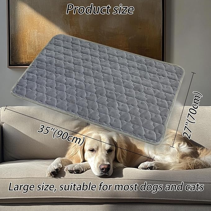 Dog Bed Mat 35"x27" Love Heart Shaped Crate Mat Fluffy Soft Washable Pet Pad Blanket for Indoor Bed Couch Sofa Floors Cat and Dogs Sleeping Mattress (Gray)